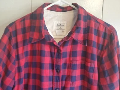 Chaqueta LL Bean Red Buffalo Franela a Cuadros Para Hombres Mediana Sherpa Forrada de Vellón En muy buen estado Foto 1 de 4