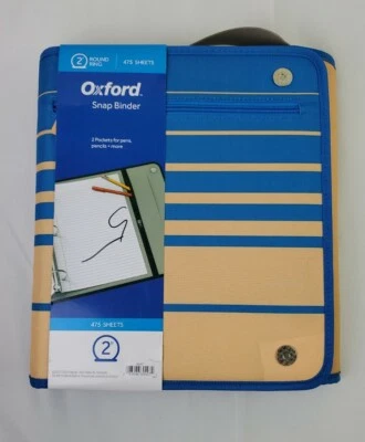 Oxford zipper, Open Tab and Snap Binders 475 sheets, 2" Round Ring, Tan / Blue - Image 1 of 4
