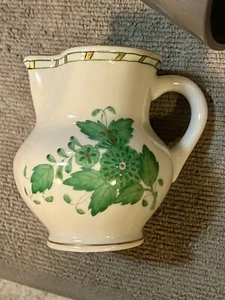 Herend Hungary Miniature Creamer, Green Flower Design 2.75” Mint Cond. 1950-60 - Picture 1 of 5