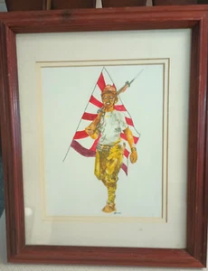 Military Art- WW2-Original-Acrylic Painting-Japanese Soldier-Matted and Framed - Picture 1 of 1