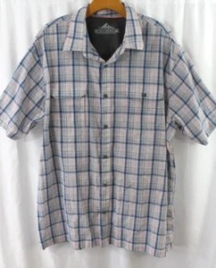 Croft & Barrow Blue White Plaid Short Sleeve Quick Dry Vented Button Up XXL - Picture 1 of 6