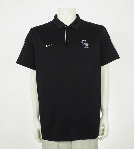 Nike Team Dri-Fit Colorado Rockies Black Dry Polo Shirt Mens Sz XL Cover