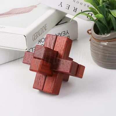 Rosewood Lu Ban 3D 拼图锁 6 合 1 套装 用于逻辑思维和智商测试 红色 — 第 1/4 张图片