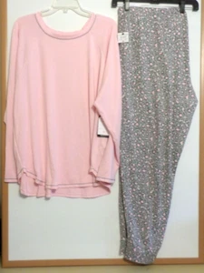 NWT CUDDL DUDS 2PC PAJAMA/LOUNGE SET 2X-PINK/GRAY-$74- SOFT AND STRETCHY! - Picture 1 of 5