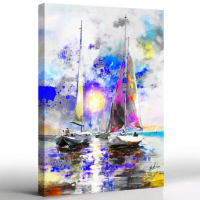 LEINWAND BILD Segelboot Meer Abstrakt WANDBILDER XXL WOHNZIMMER Modern Deko 4904 - Bild 1 von 4