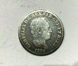 MONNAIE DE 50c EN ARGENT  ITALIE SARDAIGNE CHARLES FELIX 1826 L  - Picture 1 of 3