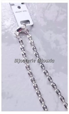 Chaîne Maille Grain De Café 50cm Argent Massif 925/1000 Neuf Etiquette Bijoux - Photo 1/3