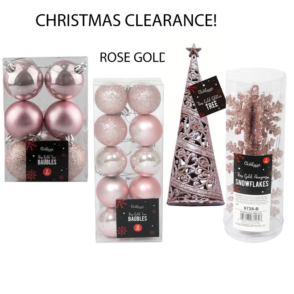 ROSE GOLD GLITTER  Christmas DECORATIONS & CHRISTMAS TREE BAUBLES - Image 1 of 1