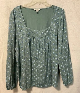Pullover para mujer Lucky Brand verde floral talla XXL manga larga cuello cuadrado - Imagen 1 de 9