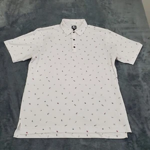 FootJoy Polo Shirt Men's XL White AOP Watch Cocktail Stretch Short Sleeve Golf - Picture 1 of 9
