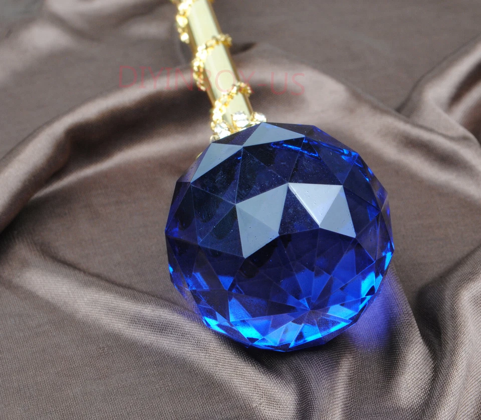 Sea Blue Crystal Scepters Wand Pageant Bridal Sceptre Party Prop Accessories - Image 1 of 4