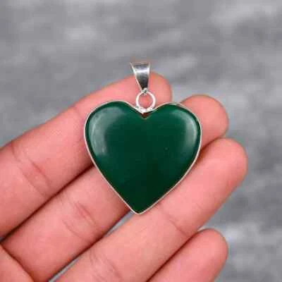 Beautifull Verde Onice Gemma 925 Argento Sterling Fatto a Mano Ciondolo AS-7 - Immagine 1 di 3