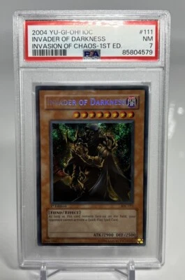 2004 YuGiOh! Invasion of Chaos INVADER OF DARKNESS IOC-111 Secret Rare 1st PSA 7 - Image 1 of 4