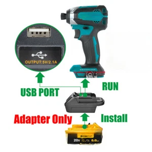 1x Adaptor for DEWALT 20V XR Battery, Fits Makita 18V LXT Type Tools - Picture 1 of 5