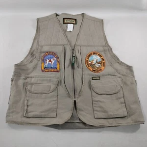 Remington Hunting Vest Beige Patches Khaki Outdoor Clothing Mens Size XL - Picture 1 of 6