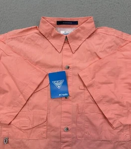 Columbia PFG Shirt Mens Medium Pink Bonehead Button Down Vented Fishing Hiking - Picture 1 of 10