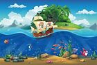 5 x 3 pieds fantastique monde sous-marin dessin animé monde marin poissons plan île...