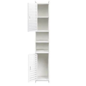 162cm Tall Slim Unit Cupboard Storage Cabinet Bathroom Bedroom Furniture White - Picture 1 of 17
