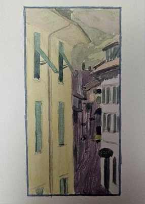 Vintage Original Art - Street Scene in Bolzano (Bozen), Italy, 1924 - Image 1 of 3
