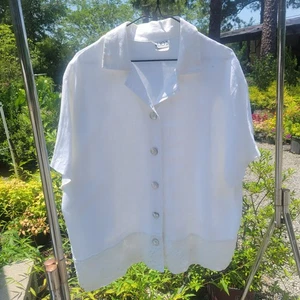 Vintage CLIO II Women 80s 90s Y2K Iridescent Buttons Lace Bottom Top - Picture 1 of 8