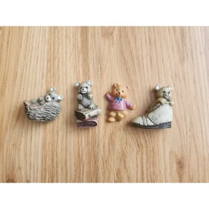 Lot 4 Bear Fridge Magnets Resin & Plastic Vintage Style Collectible Decor Set - Picture 1 of 11