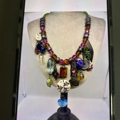 Collar Artesanal De Colección Artista Coup De Soleil Francia 45-50cm 10cm Gota Vidrio Foto 1 de 4