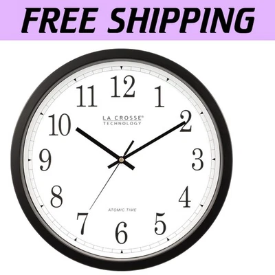 Elegant 14-Inch Atomic Wall Clock with Large Display and Multiple Time Zones - Image 1 of 4