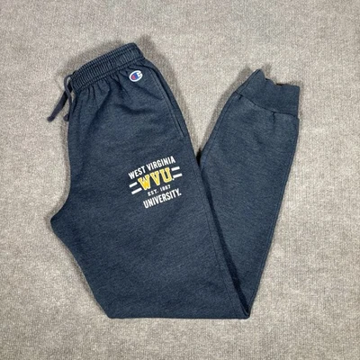 West Virginia Mountaineers Sweatpants Mens Small Blue Fleece Joggers Champion - Image 1 of 4