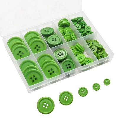 100 pcs Green Buttons for Crafts, 5 Sizes Mixed Round Sewing Buttons for Clot... - Image 1 of 4