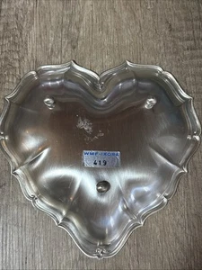 Vintage WMF Ikora Candy Dish Heart Shape Brushed Silver Plate Germany Footed - Picture 1 of 2