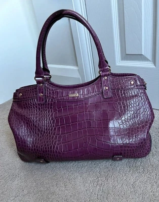 Kate Spade New York Genuine Leather Moc-Croc Embossed Tote – Purple - Image 1 of 4