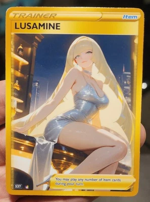 Lusamine - Pokemon - Waifu - Goddess - DIY - Full Art - Glossy - Trainer Card - Image 1 of 2