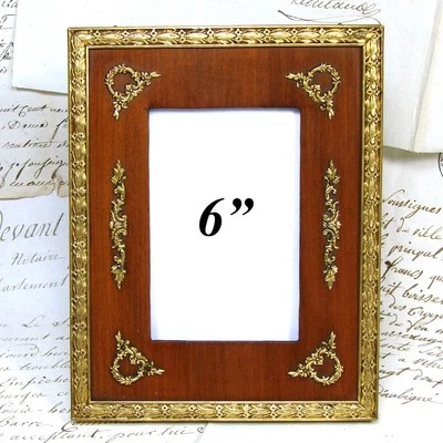 Antiguo marco de fotos, guirnalda y apliques de guirnalda estilo renacimiento del Imperio Francés de 6" Foto 1 de 4