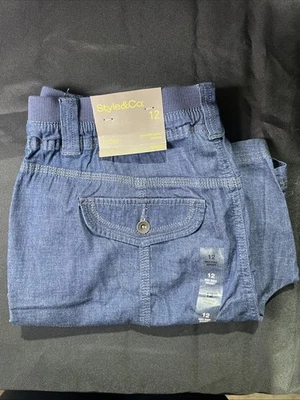 Style & Co Short Comfort Waist Mid Rise Size 12 Medium Chambray 54675CH805 - Image 1 of 4