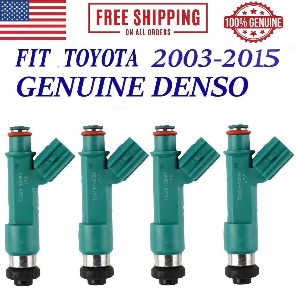 OEM DENSO PACK OF 4 FUEL INJECTORS FOR 2003-2015 Toyota Scion RAV4 23250-28080 - Image 1 of 4