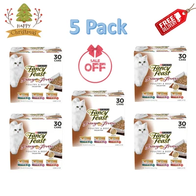 5 Pack -Fancy Feast Gravy Lovers Poultry & Beef Feast Variety Pack Wet, 3oz. Can