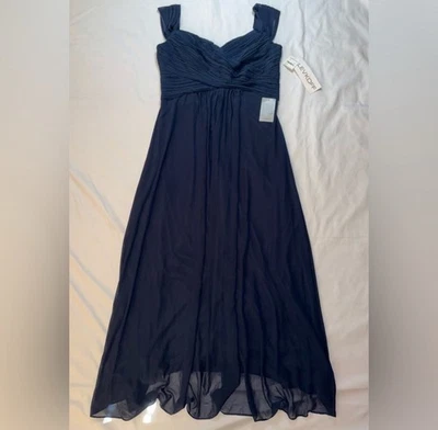 Vestido de Noche Bill Levkoff Nuevo con Etiquetas Talla 16 Azul Marino Escote Reina Ana Dama de Honor Foto 1 de 4