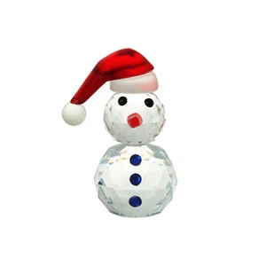 Kristall roter Hut Schneemann Figur Sammlerstück Glas Schneemann Ornament Hochzeit Geschenk - Bild 1 von 3