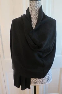 Portolano geripptes Kaschmir Halstuch - schwarz - neu mit Etikett - $ 450 - Bild 1 von 6