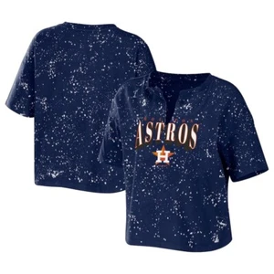 WEAR MLB Houston Astros Bleach Splatter Cropped Top Size Xl - Picture 1 of 2