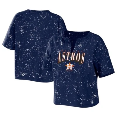 WEAR MLB Houston Astros Bleach Splatter Cropped Top Size Xl - Image 1 of 2