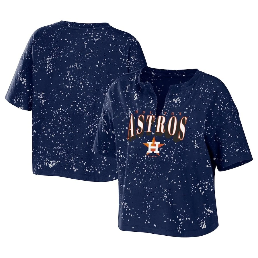 WEAR MLB Houston Astros Bleach Splatter Cropped Top Size Xl - Image 1 of 2