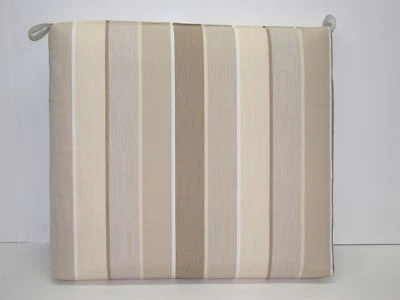 Outdoor Patio Seat Pad ~ Dove White Khaki Stripe ~ 20.5 x 18.5 x 3.5 NEW - Image 1 of 4