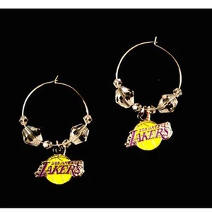 Los Angeles Lakers Hoop Beaded Earrings - Picture 1 of 1