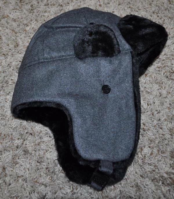 Gorras de sombrero de trampero para hombre S/M gris negro mezcla de lana gorra de invierno oreja $45 Foto 1 de 4