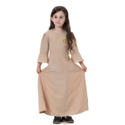Maxi Vestido Abaya Niños Niñas Musulmán Manga Larga Islámico Niños Kaftan Bata Foto 1 de 4