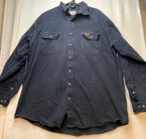 Carhartt Hemd Herren 2XL Tall Button Flanell Langarm Kragen Heavy Blue - Bild 1 von 9