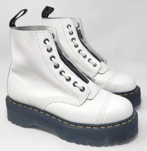 Dr. Doc Martens Sinclair Women's 8 Boots White Leather Chunky Platform Front Zip - Bild 1 von 8