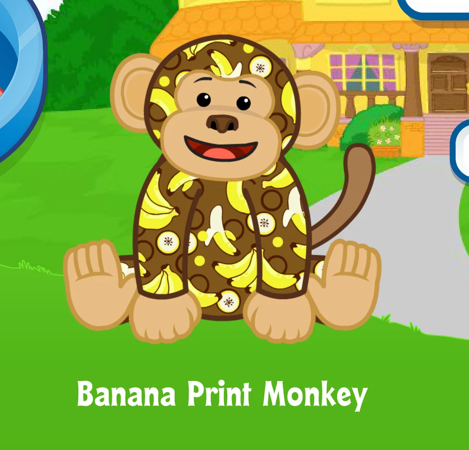 Webkinz Banana Print Monkey Virtual Pet Adoption Code Only Messaged Webkinz Monk - Image 1 of 1