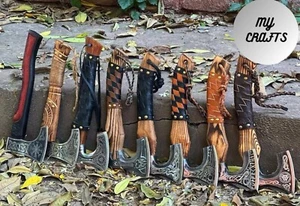 Lot Of 8 Small Viking HAND FORGED Carbon Stee VALHALLA Axe - Picture 1 of 5